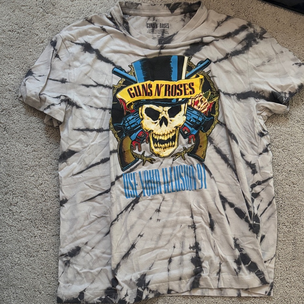 Unisex Guns n’ Roses Tie-Dye Graphic Tee - Black & White